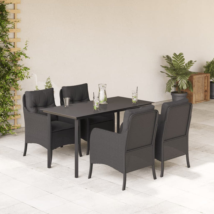 Set Mobilier De Grădină Cu Perne, 3 Piese, Negru, Poliratan
