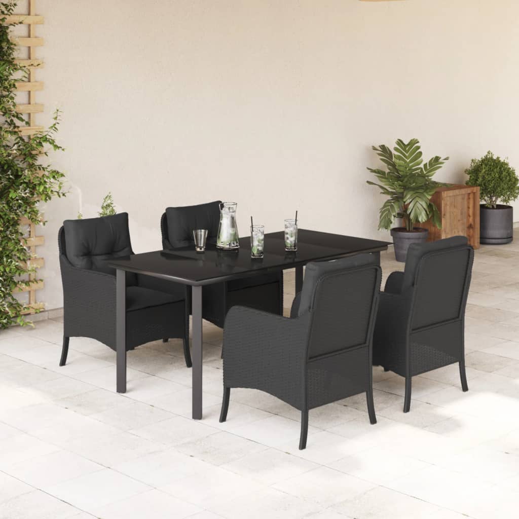 Set Mobilier De Grădină Cu Perne, 3 Piese, Negru, Poliratan