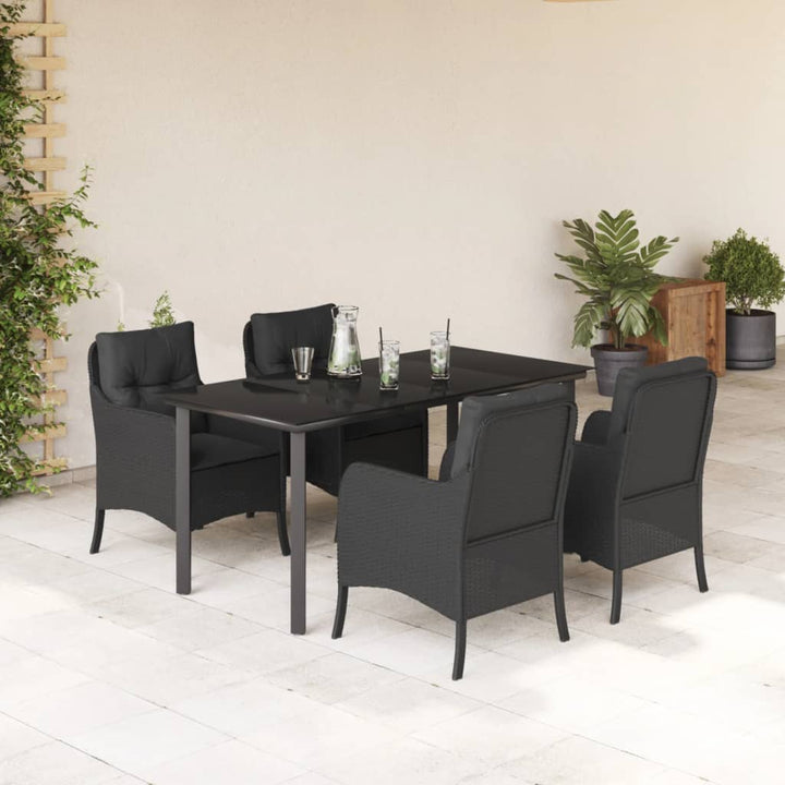 Set Mobilier De Grădină Cu Perne, 3 Piese, Negru, Poliratan