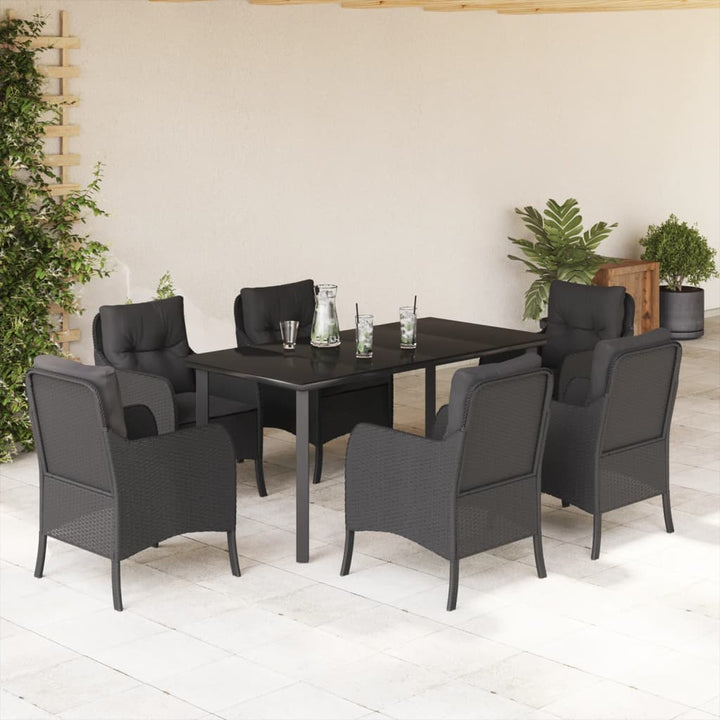 Set Mobilier De Grădină Cu Perne, 3 Piese, Negru, Poliratan