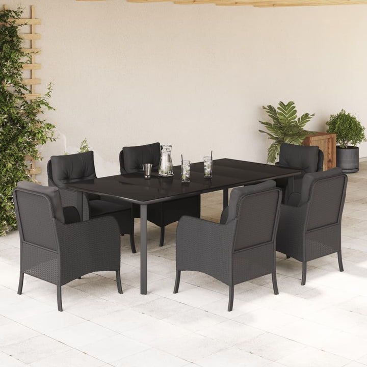 Set Mobilier De Grădină Cu Perne, 3 Piese, Negru, Poliratan