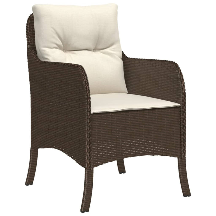 Set Mobilier De Grădină Cu Perne, 3 Piese, Maro, Poliratan