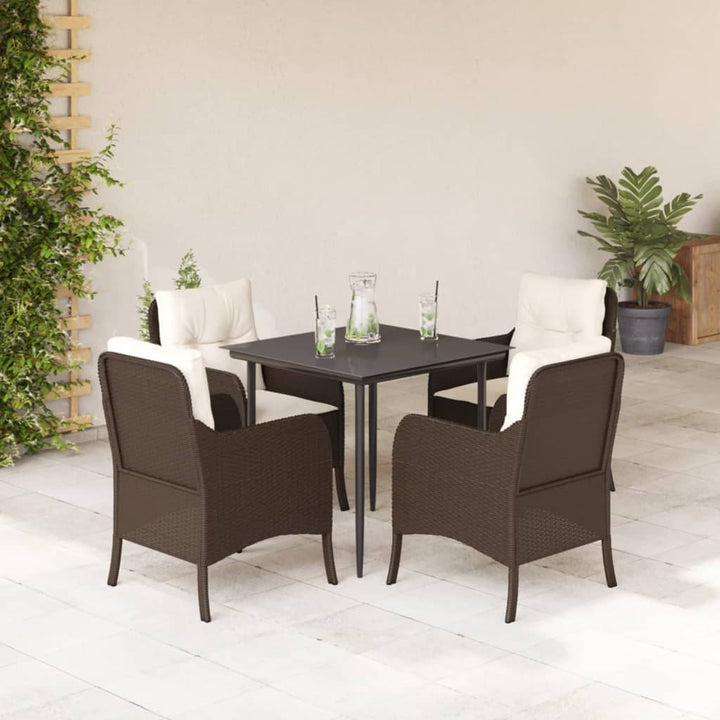 Set Mobilier De Grădină Cu Perne, 3 Piese, Maro, Poliratan
