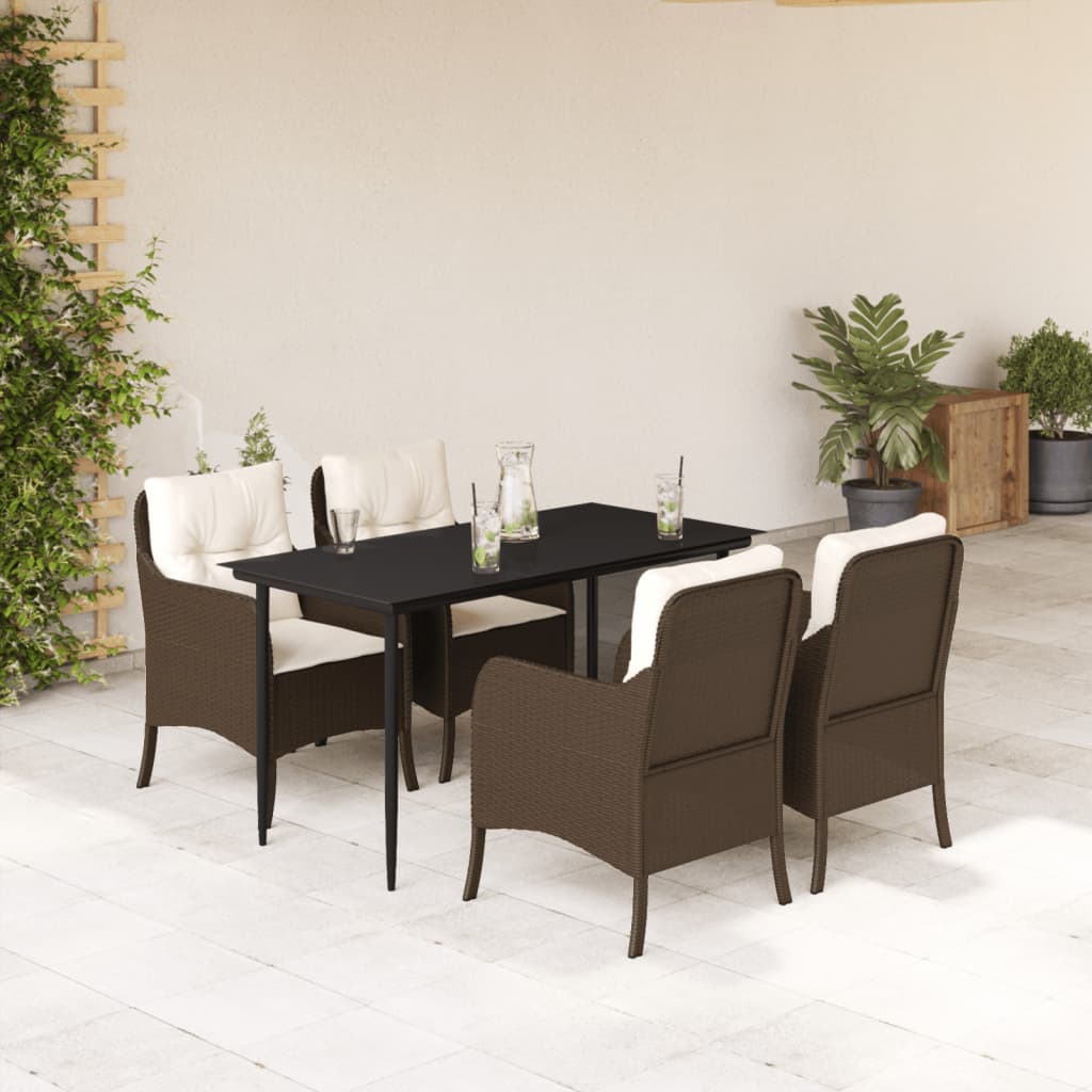 Set Mobilier De Grădină Cu Perne, 3 Piese, Maro, Poliratan