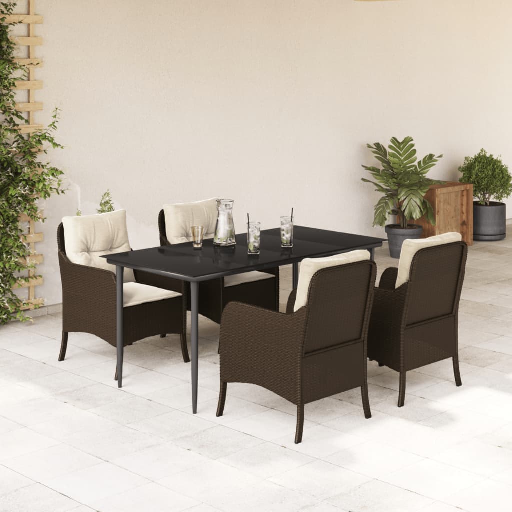Set Mobilier De Grădină Cu Perne, 3 Piese, Maro, Poliratan