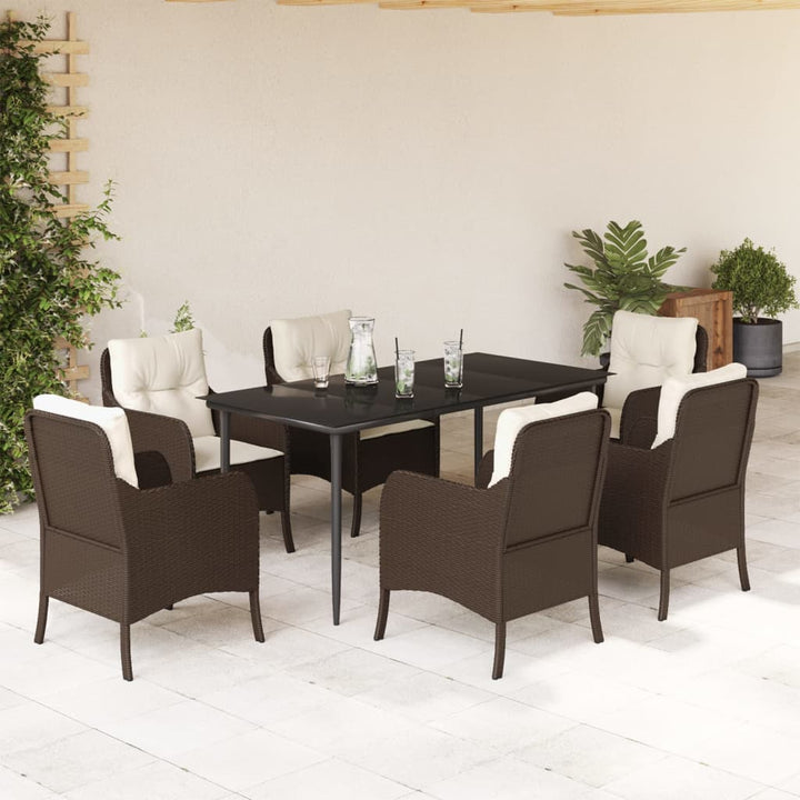 Set Mobilier De Grădină Cu Perne, 3 Piese, Maro, Poliratan