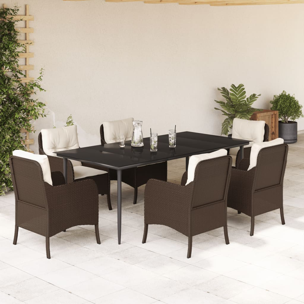 Set Mobilier De Grădină Cu Perne, 3 Piese, Maro, Poliratan