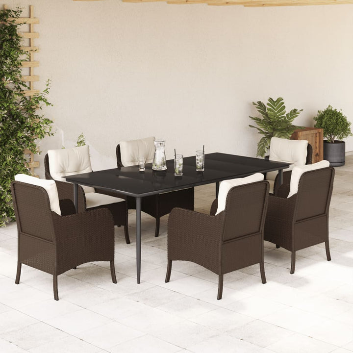 Set Mobilier De Grădină Cu Perne, 3 Piese, Maro, Poliratan
