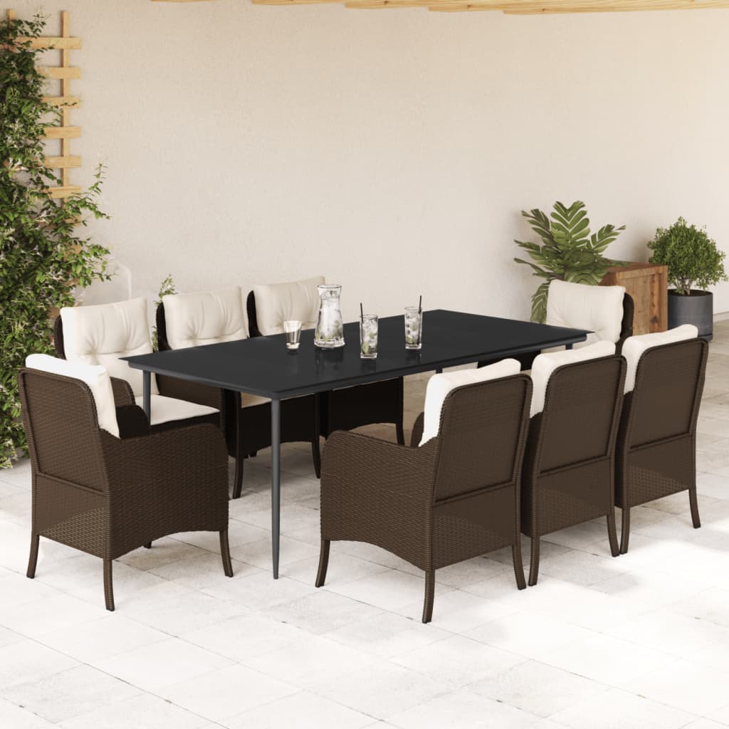 Set Mobilier De Grădină Cu Perne, 3 Piese, Maro, Poliratan