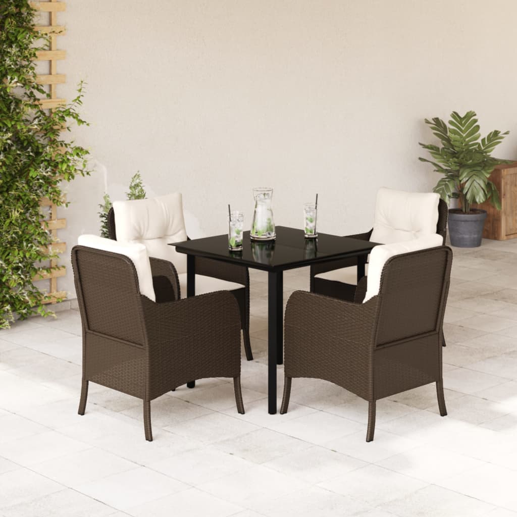 Set Mobilier De Grădină Cu Perne, 3 Piese, Maro, Poliratan