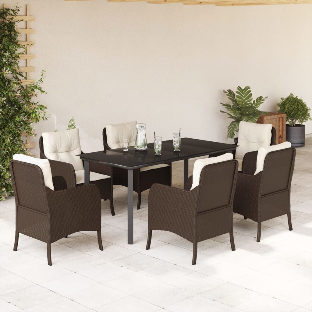 Set Mobilier De Grădină Cu Perne, 3 Piese, Maro, Poliratan
