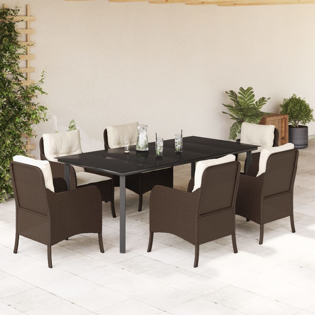 Set Mobilier De Grădină Cu Perne, 3 Piese, Maro, Poliratan