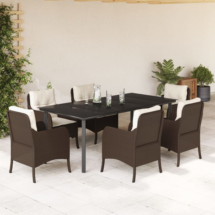 Set Mobilier De Grădină Cu Perne, 3 Piese, Maro, Poliratan