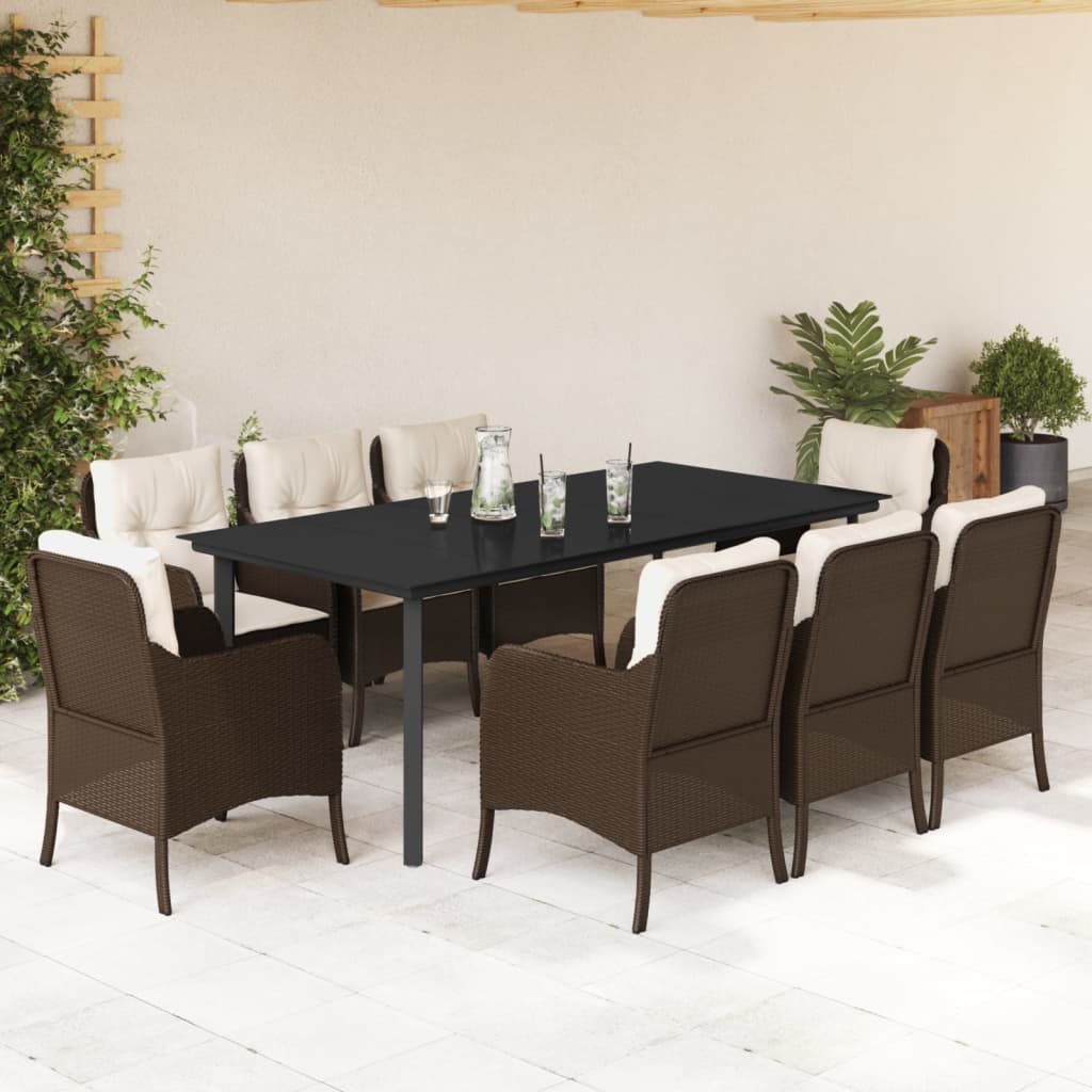 Set Mobilier De Grădină Cu Perne, 3 Piese, Maro, Poliratan