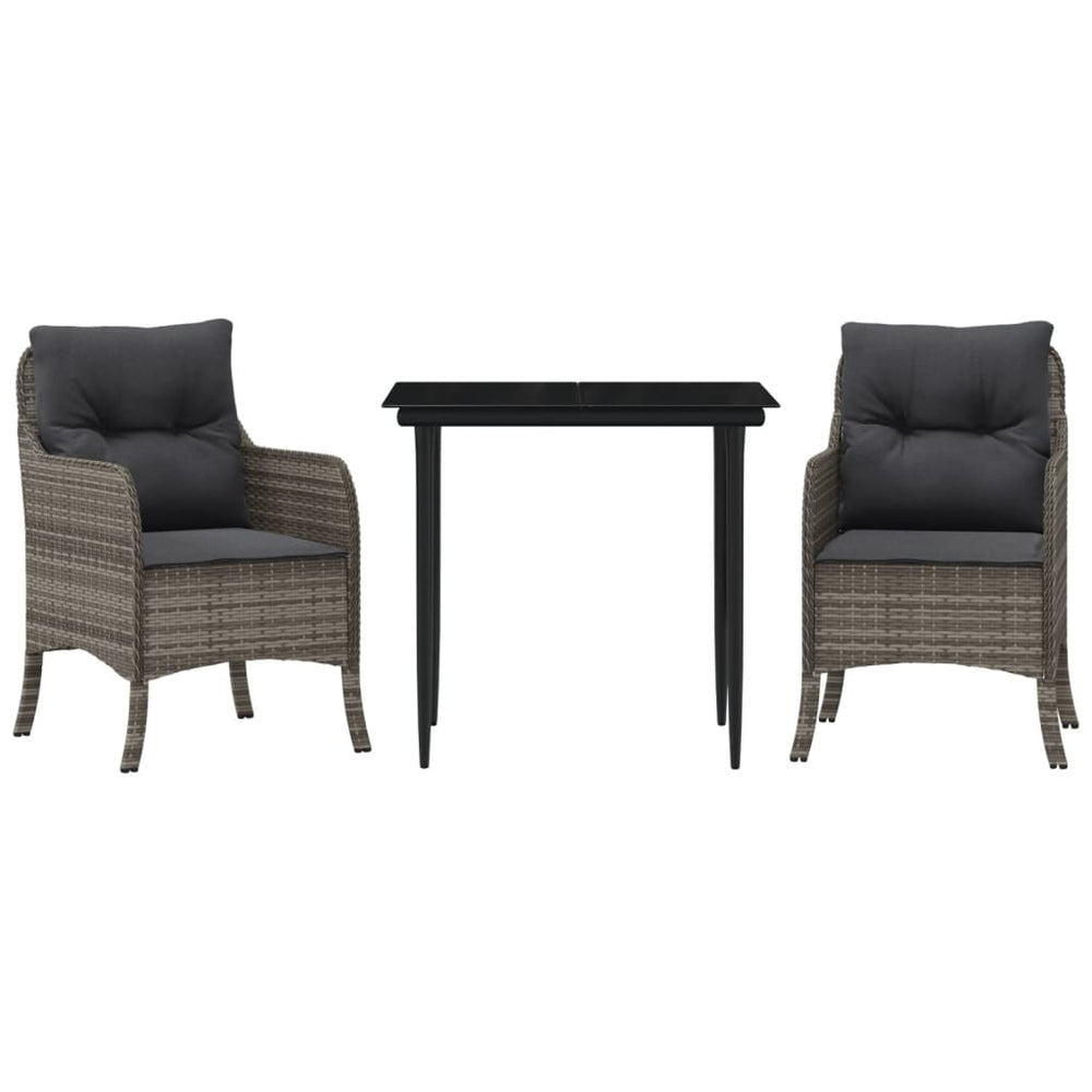 Set Mobilier De Grădină Cu Perne, 3 Piese, Gri, Poliratan