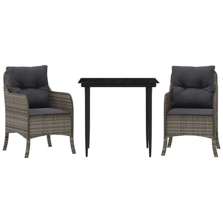 Set Mobilier De Grădină Cu Perne, 3 Piese, Gri, Poliratan