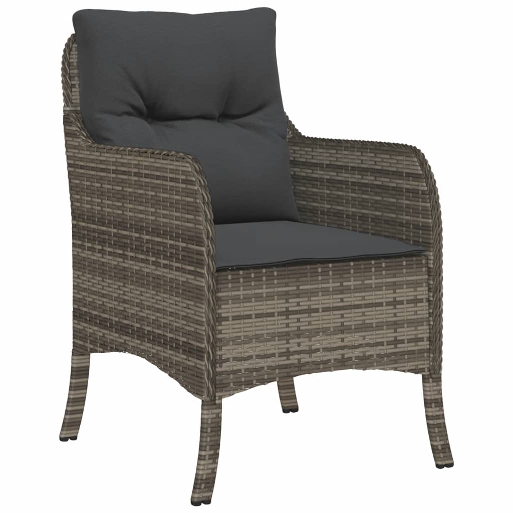 Set Mobilier De Grădină Cu Perne, 3 Piese, Gri, Poliratan