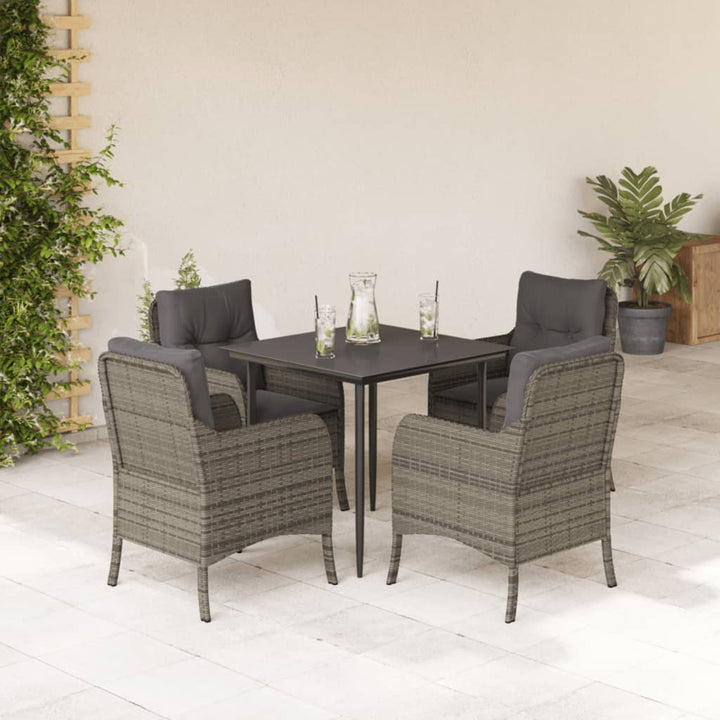 Set Mobilier De Grădină Cu Perne, 3 Piese, Gri, Poliratan