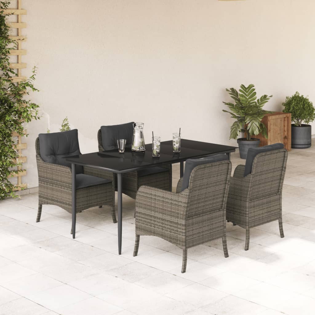 Set Mobilier De Grădină Cu Perne, 3 Piese, Gri, Poliratan