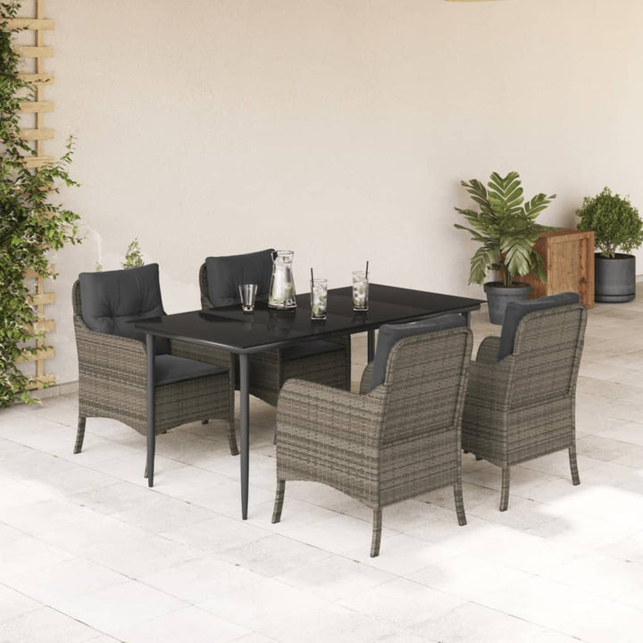 Set Mobilier De Grădină Cu Perne, 3 Piese, Gri, Poliratan