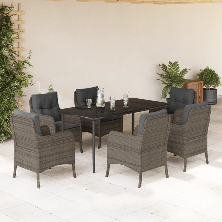 Set Mobilier De Grădină Cu Perne, 3 Piese, Gri, Poliratan