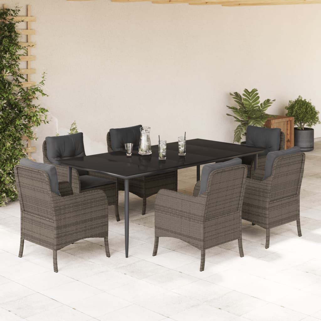 Set Mobilier De Grădină Cu Perne, 3 Piese, Gri, Poliratan