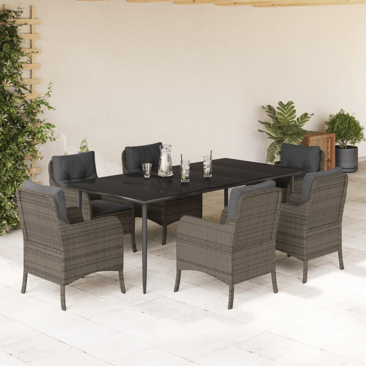 Set Mobilier De Grădină Cu Perne, 3 Piese, Gri, Poliratan