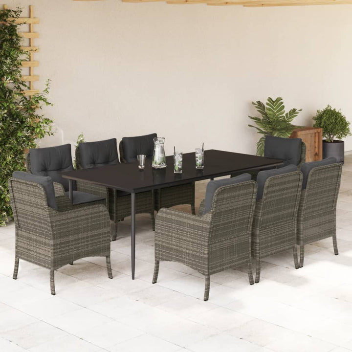 Set Mobilier De Grădină Cu Perne, 3 Piese, Gri, Poliratan