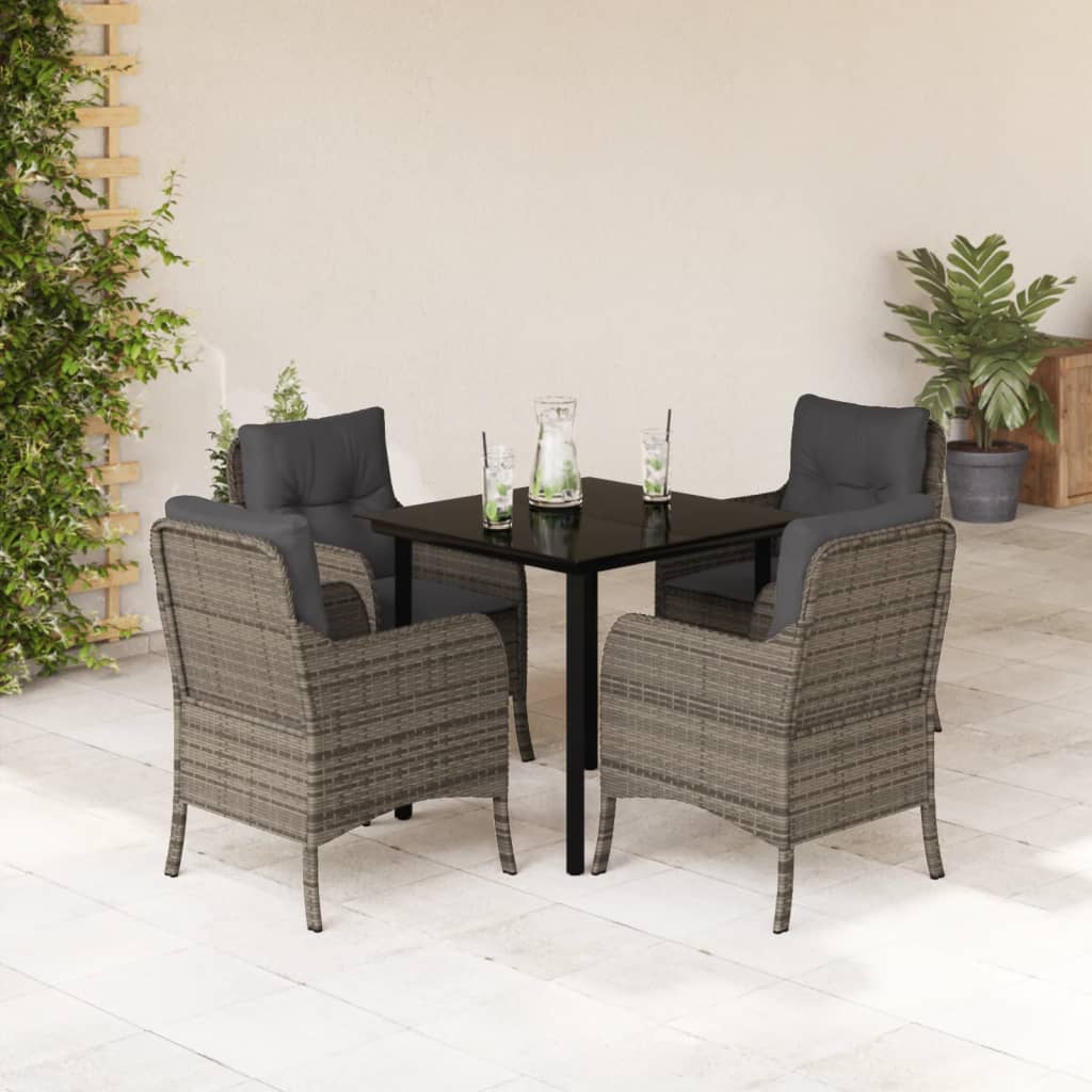 Set Mobilier De Grădină Cu Perne, 3 Piese, Gri, Poliratan