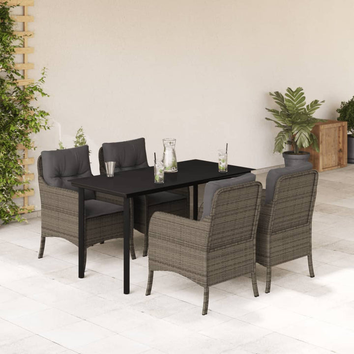 Set Mobilier De Grădină Cu Perne, 3 Piese, Gri, Poliratan