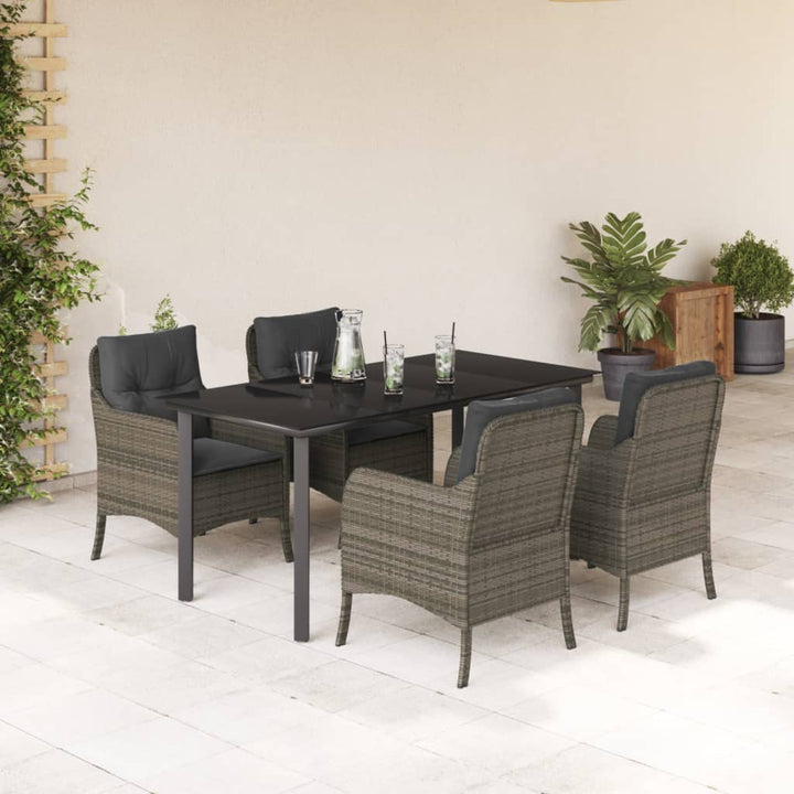 Set Mobilier De Grădină Cu Perne, 3 Piese, Gri, Poliratan