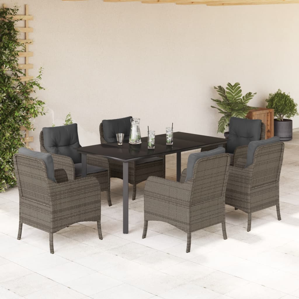 Set Mobilier De Grădină Cu Perne, 3 Piese, Gri, Poliratan