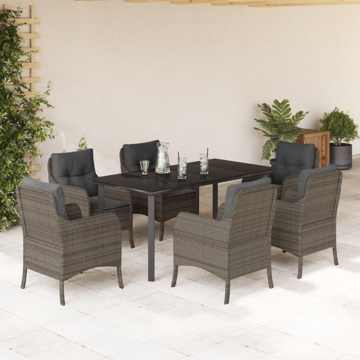 Set Mobilier De Grădină Cu Perne, 3 Piese, Gri, Poliratan