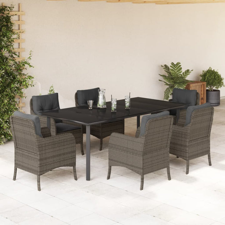 Set Mobilier De Grădină Cu Perne, 3 Piese, Gri, Poliratan
