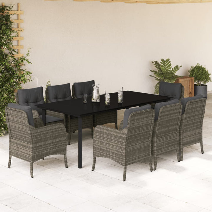 Set Mobilier De Grădină Cu Perne, 3 Piese, Gri, Poliratan
