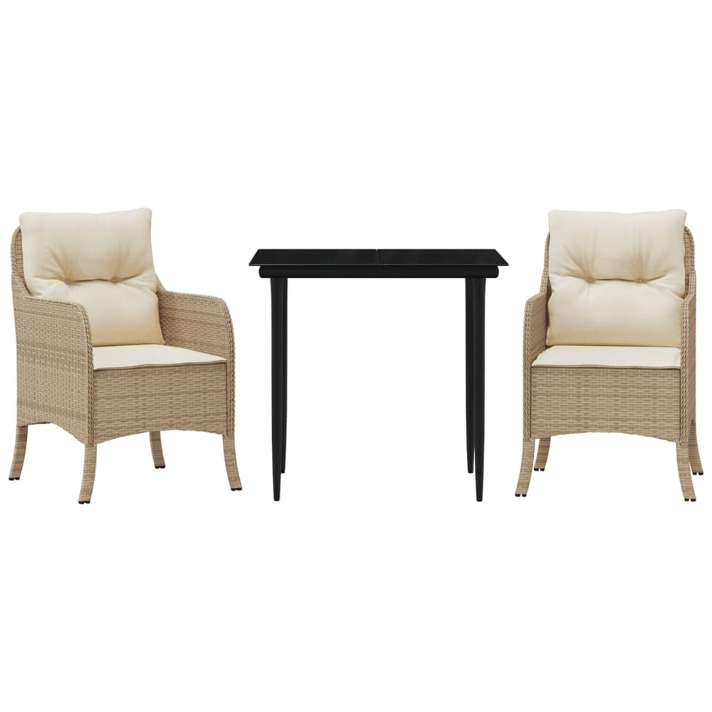 Set Mobilier De Grădină Cu Perne, 3 Piese, Bej, Poliratan