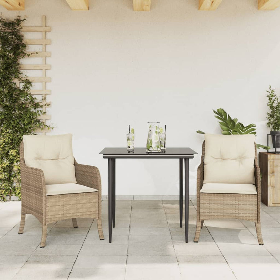 Set Mobilier De Grădină Cu Perne, 3 Piese, Bej, Poliratan