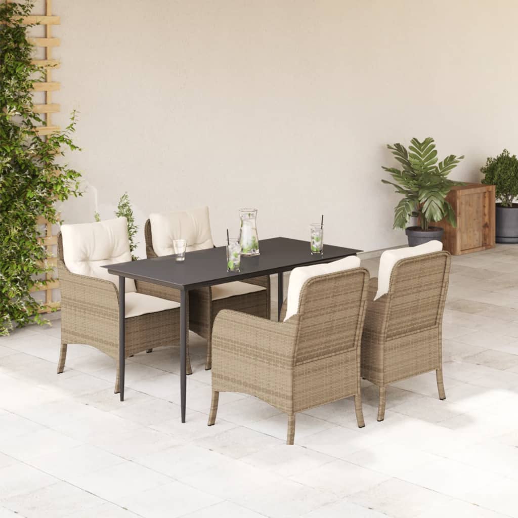 Set Mobilier De Grădină Cu Perne, 3 Piese, Bej, Poliratan