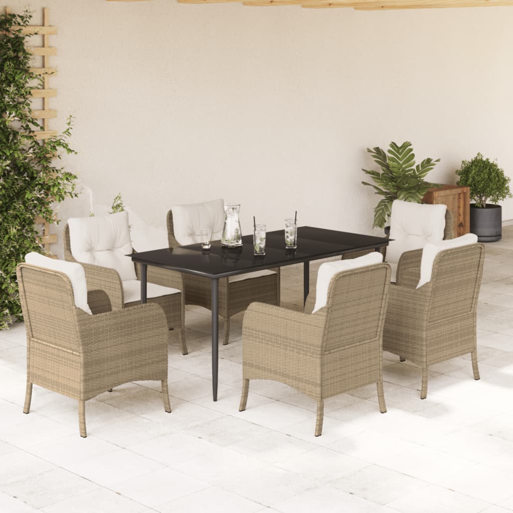 Set Mobilier De Grădină Cu Perne, 3 Piese, Bej, Poliratan