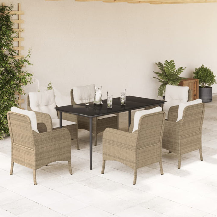Set Mobilier De Grădină Cu Perne, 3 Piese, Bej, Poliratan