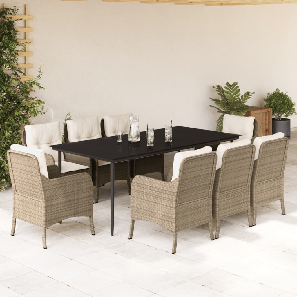 Set Mobilier De Grădină Cu Perne, 3 Piese, Bej, Poliratan
