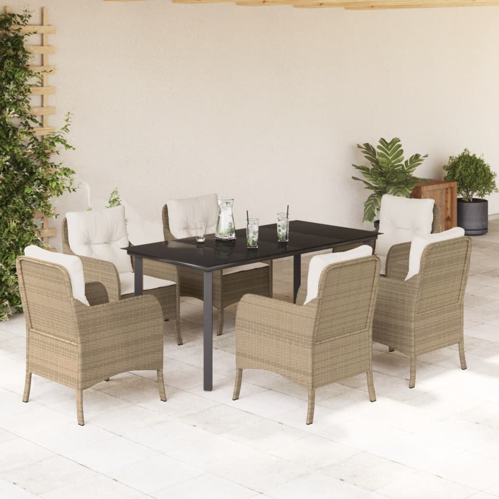 Set Mobilier De Grădină Cu Perne, 3 Piese, Bej, Poliratan