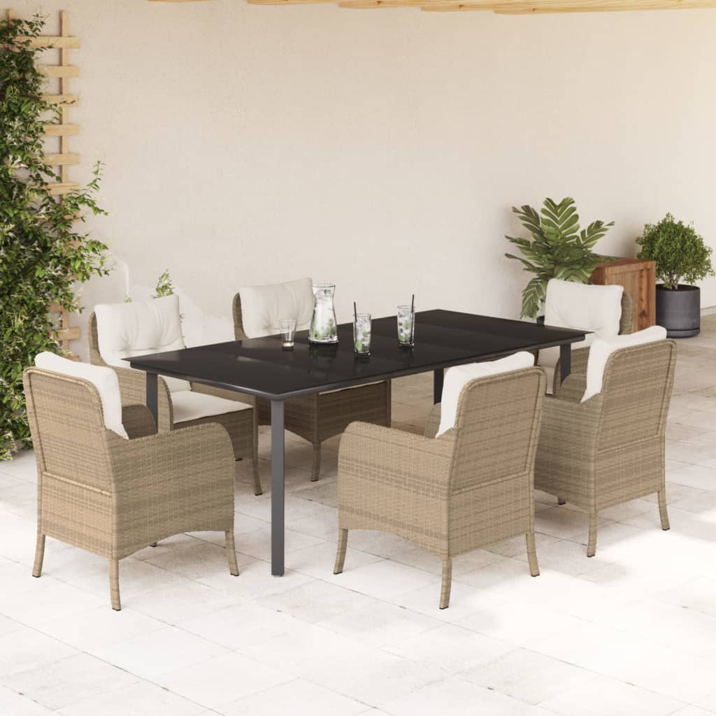 Set Mobilier De Grădină Cu Perne, 3 Piese, Bej, Poliratan