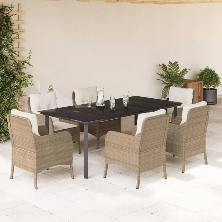 Set Mobilier De Grădină Cu Perne, 3 Piese, Bej, Poliratan