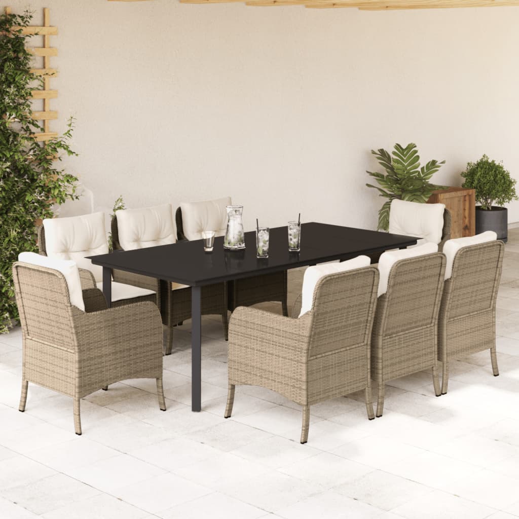 Set Mobilier De Grădină Cu Perne, 3 Piese, Bej, Poliratan