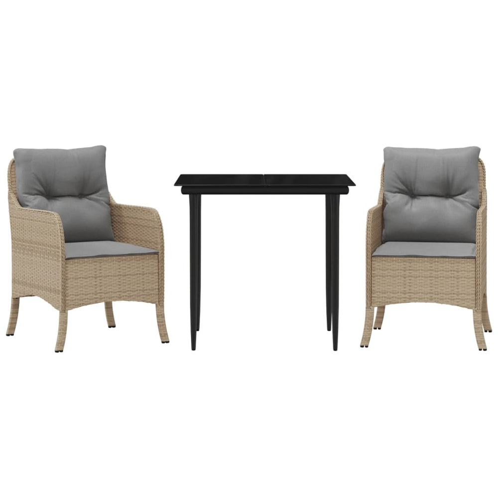 Set Mobilier De Grădină Cu Perne, 3 Piese, Bej, Poliratan