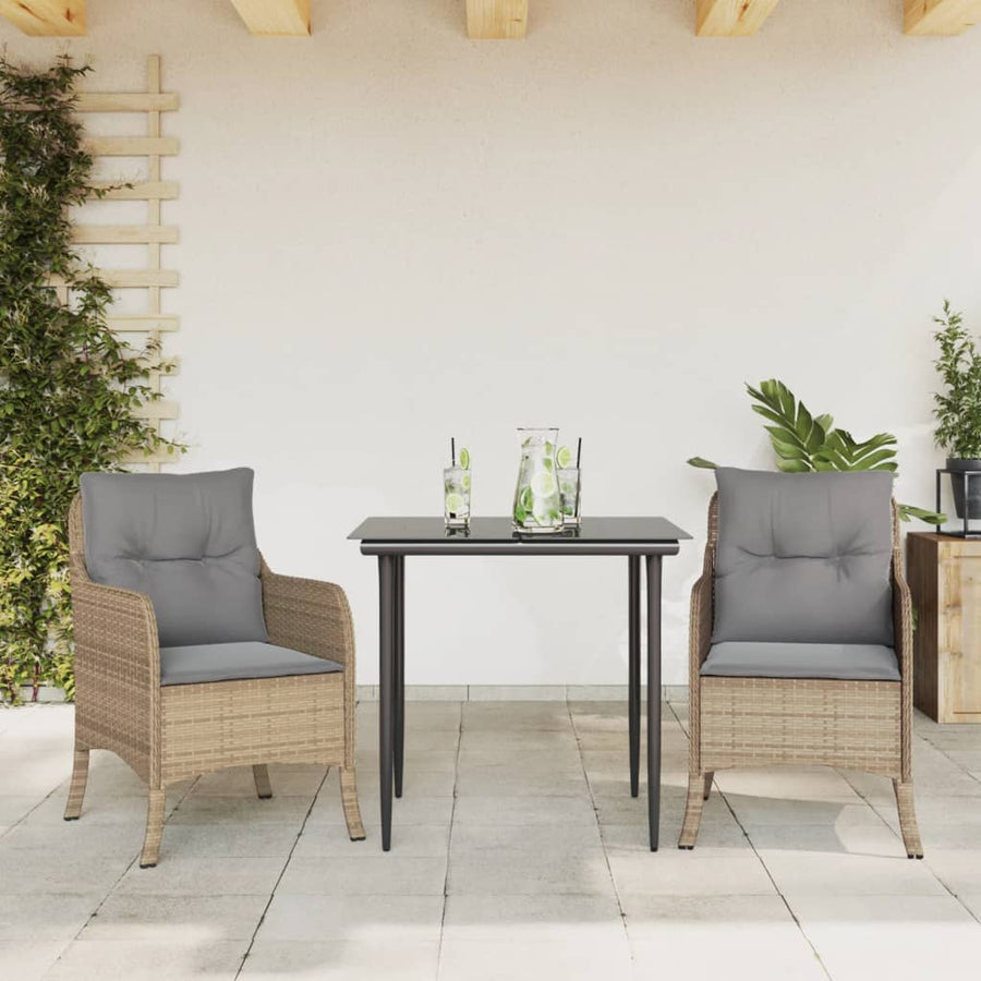 Set Mobilier De Grădină Cu Perne, 3 Piese, Bej, Poliratan