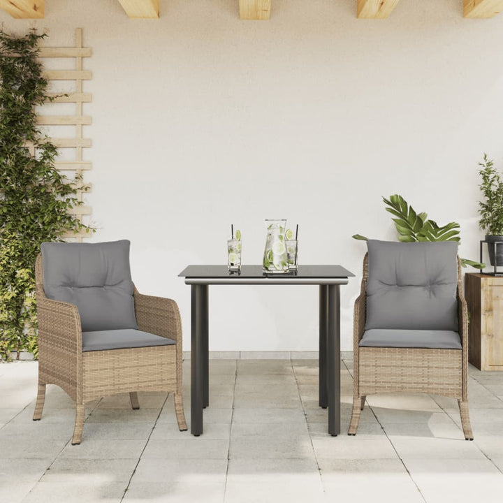Set Mobilier De Grădină Cu Perne, 3 Piese, Bej, Poliratan