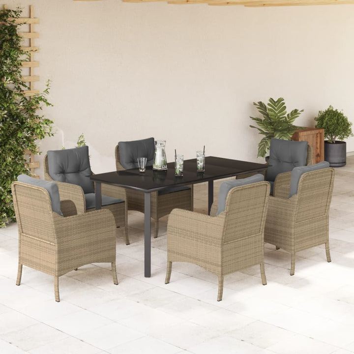 Set Mobilier De Grădină Cu Perne, 3 Piese, Bej, Poliratan