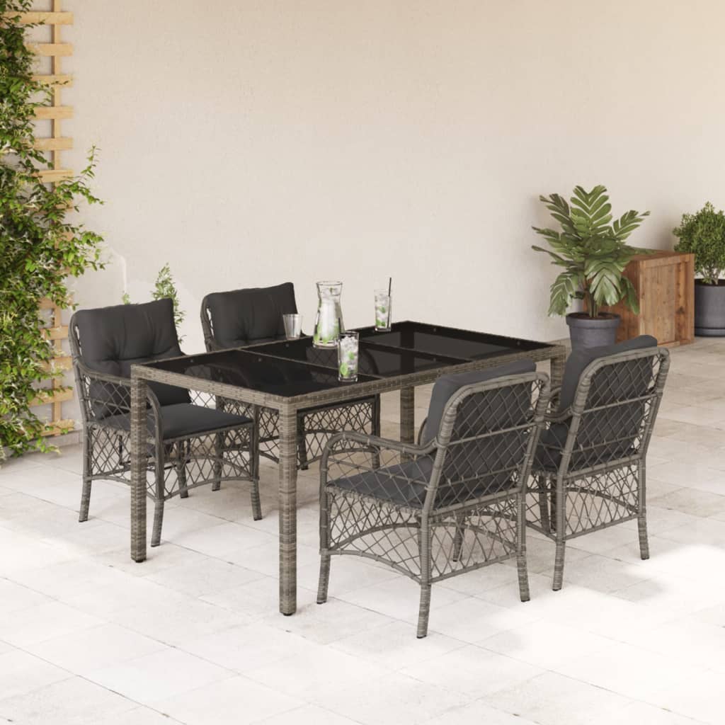 Set Mobilier De Grădină Cu Perne, 5 Piese, , Poliratan